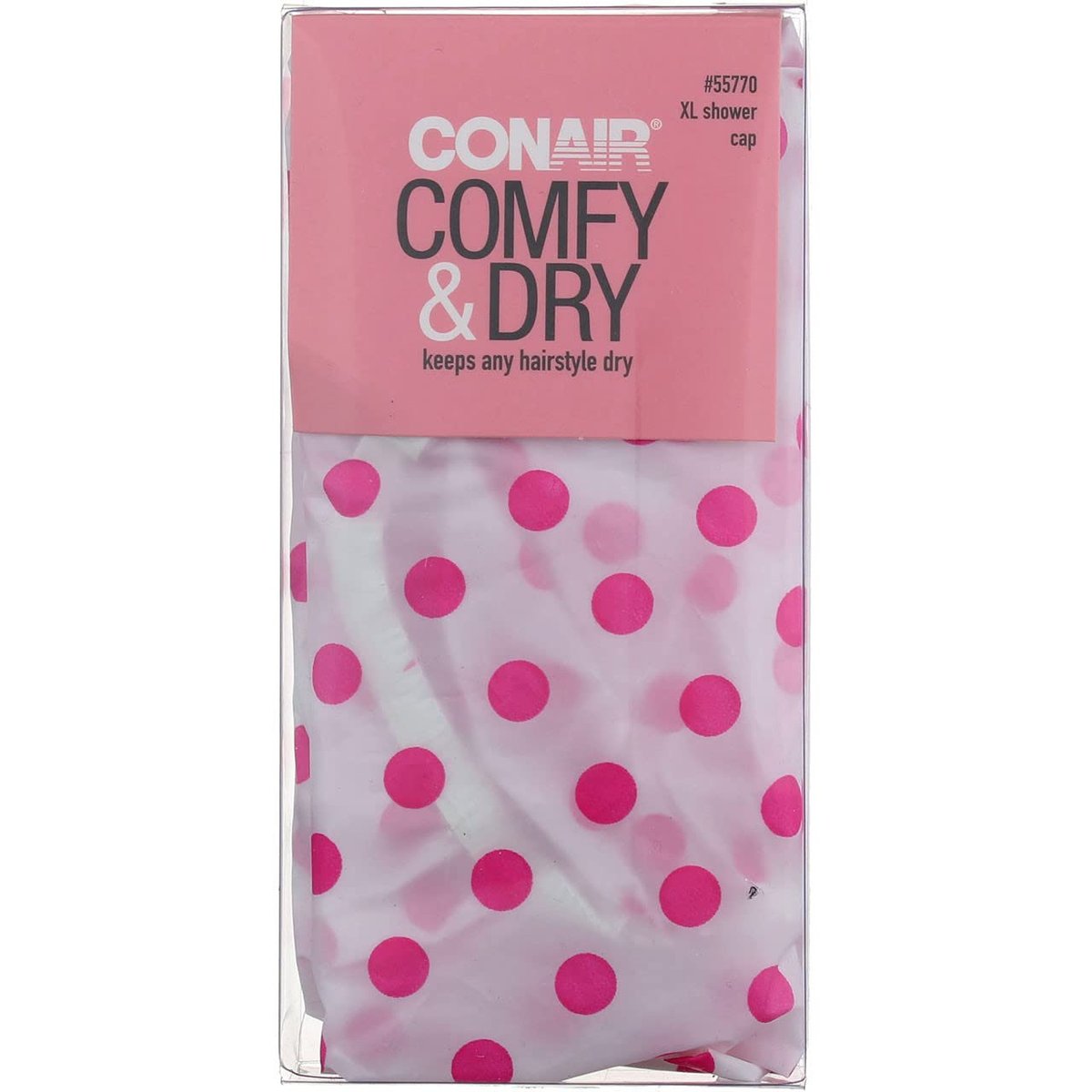 Conair Printed XL Shower Cap – Extra Large, Keeps Hair Dry, Pink - görsel 1