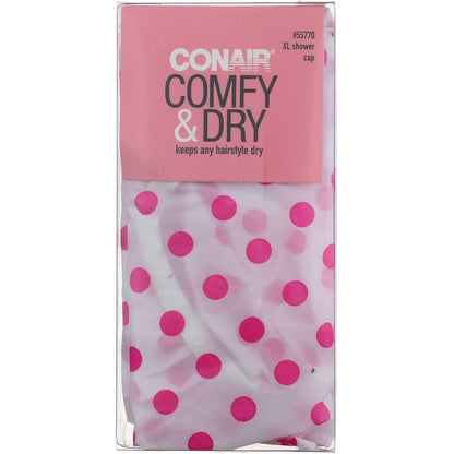 Conair Printed XL Shower Cap – Extra Large, Keeps Hair Dry, Pink