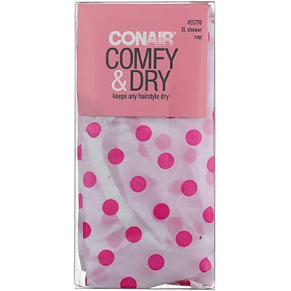 Conair Printed XL Shower Cap – Extra Large, Keeps Hair Dry, Pink