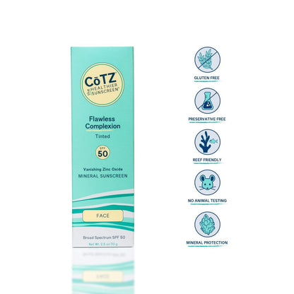 CoTZ Flawless Complexion Lightly Tinted Mineral Sunscreen SPF 50 - 2.5 oz Avelisse