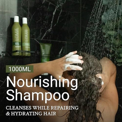 LOMA Nourishing Shampoo - 33.8 oz (Liter) for Moisture-Rich Hair Care Avelisse