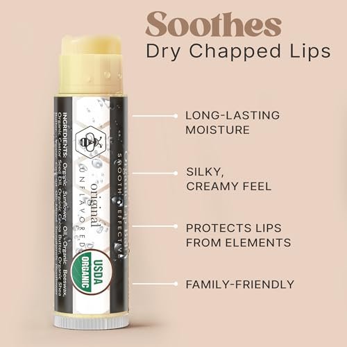 USDA Organic Lip Balm - 4 Pack Unflavored Chapstick for Dry Lips, Natural Lip Moisturizer, Beauty Gifts for Her & Him - görsel 6