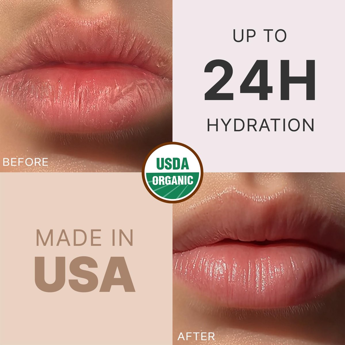 USDA Organic Lip Balm - 4 Pack Unflavored Chapstick for Dry Lips, Natural Lip Moisturizer, Beauty Gifts for Her & Him - görsel 3