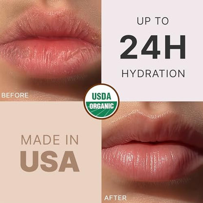 USDA Organic Lip Balm - 4 Pack Unflavored Chapstick for Dry Lips, Natural Lip Moisturizer, Beauty Gifts for Her & Him