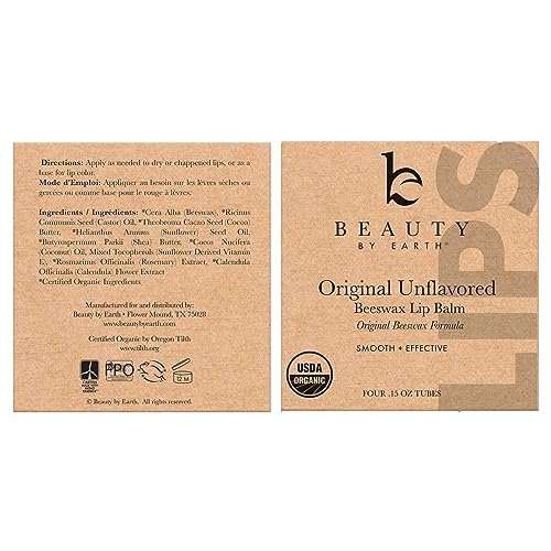 USDA Organic Lip Balm - 4 Pack Unflavored Chapstick for Dry Lips, Natural Lip Moisturizer, Beauty Gifts for Her & Him - görsel 18