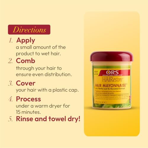 ORS HAIRestore Hair Mayonnaise with Nettle Leaf & Horsetail Extract – Deep Conditioner for Damaged Hair, 8 oz - görsel 14
