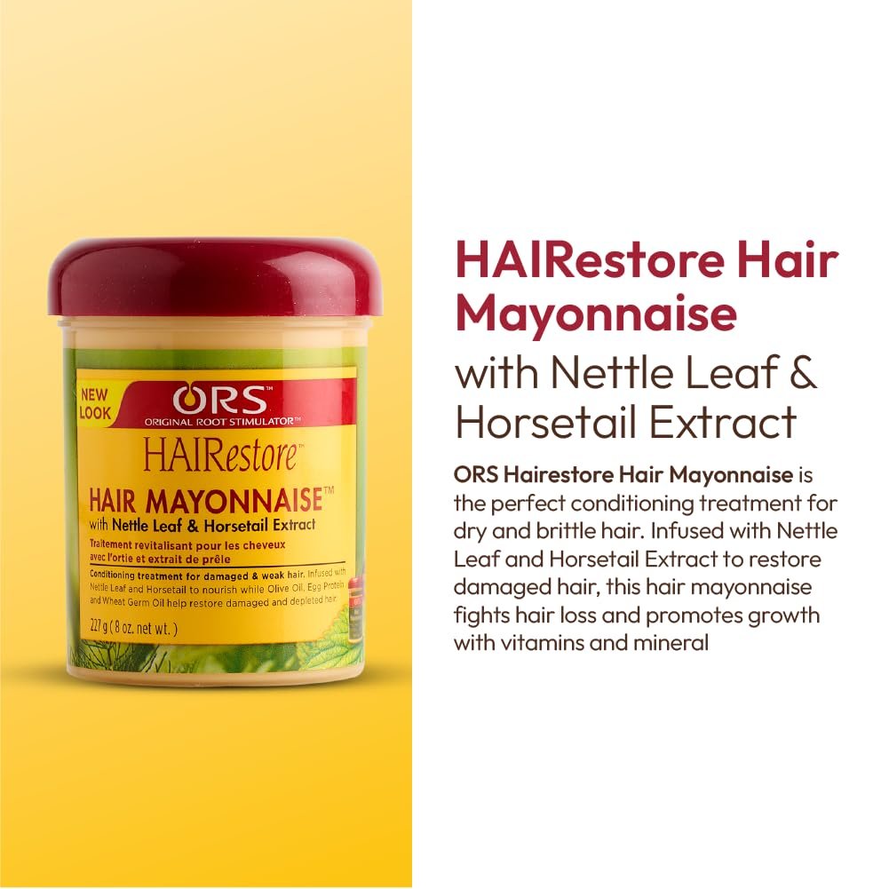 ORS HAIRestore Hair Mayonnaise with Nettle Leaf & Horsetail Extract – Deep Conditioner for Damaged Hair, 8 oz - görsel 3