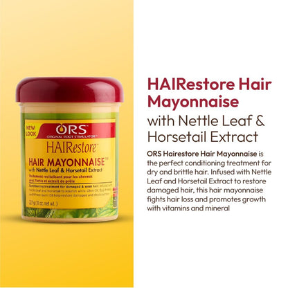 ORS HAIRestore Hair Mayonnaise with Nettle Leaf & Horsetail Extract – Deep Conditioner for Damaged Hair, 8 oz