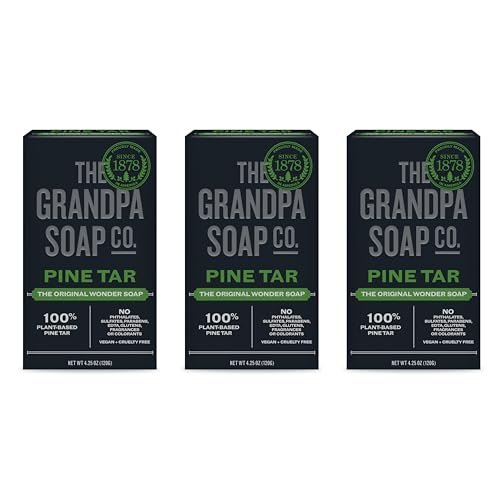The Grandpa Soap Company Pine Tar Bar Soap – 3-Pack, 4.25 oz Each – Original Wonder Soap for Cleansing, Deodorizing & Moisturizing - görsel 1