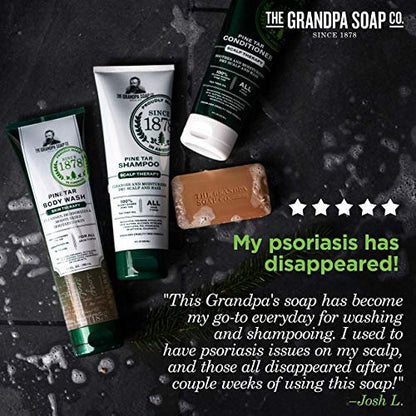 The Grandpa Soap Company Pine Tar Bar Soap – 3-Pack, 4.25 oz Each – Original Wonder Soap for Cleansing, Deodorizing & Moisturizing