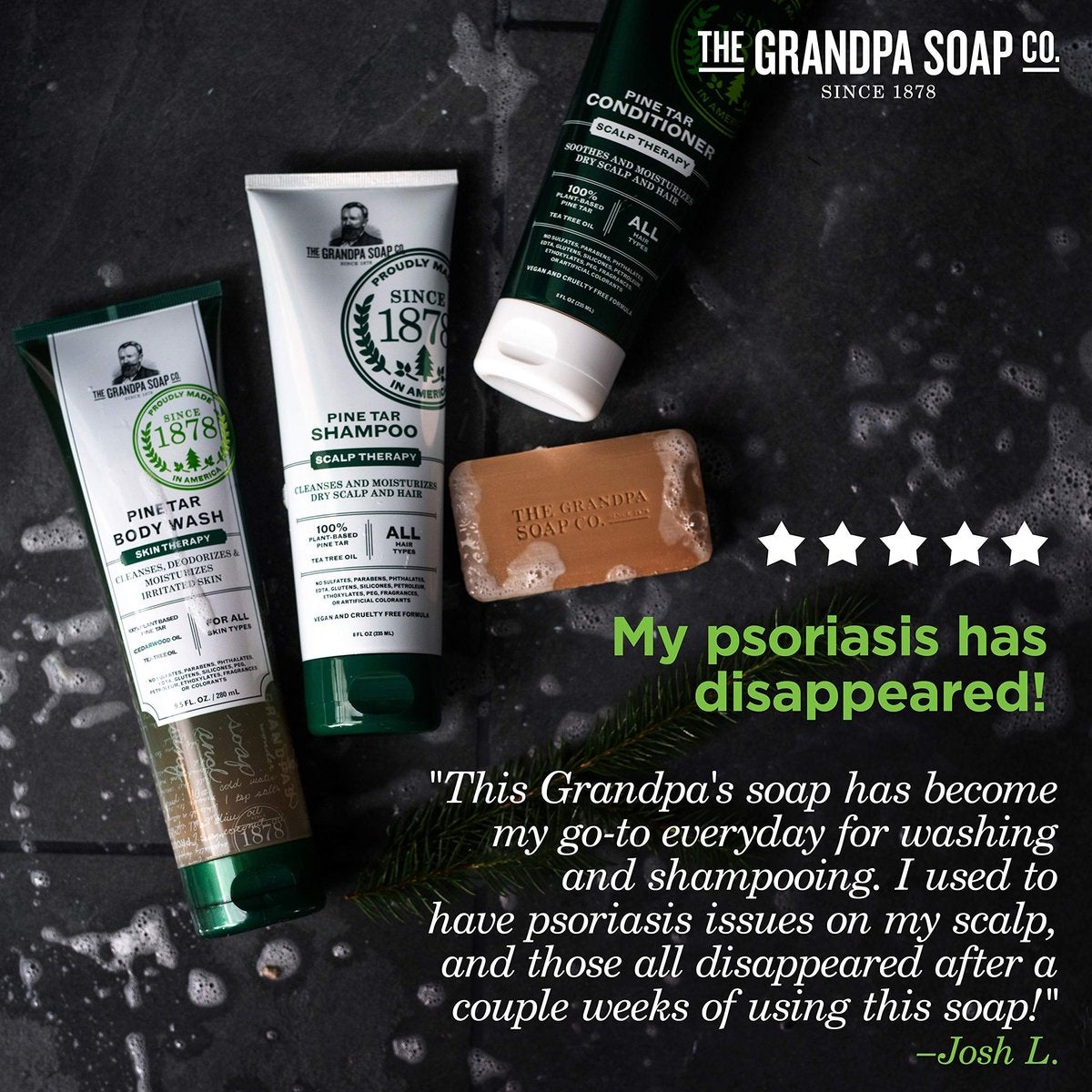 The Grandpa Soap Company Pine Tar Bar Soap – 3-Pack, 4.25 oz Each – Original Wonder Soap for Cleansing, Deodorizing & Moisturizing - görsel 12