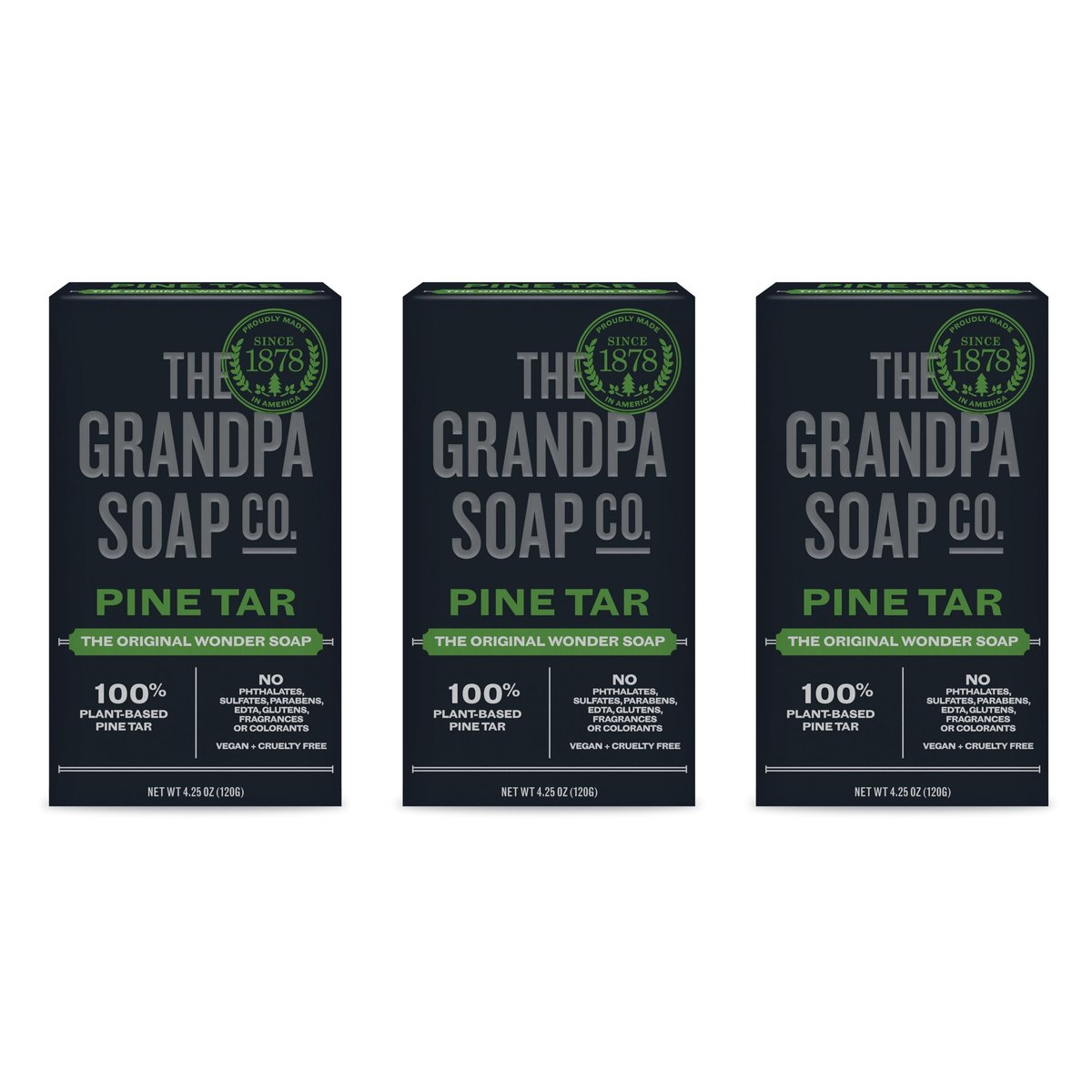 The Grandpa Soap Company Pine Tar Bar Soap – 3-Pack, 4.25 oz Each – Original Wonder Soap for Cleansing, Deodorizing & Moisturizing - görsel 2