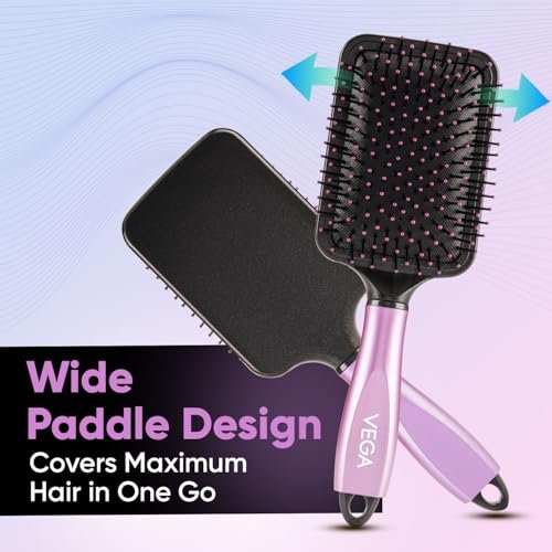 VEGA Paddle Brush with Cleaner - Simple Design with Emphasis on Function (E18-PB) - Nylon Bristles for All Hair Types - görsel 12