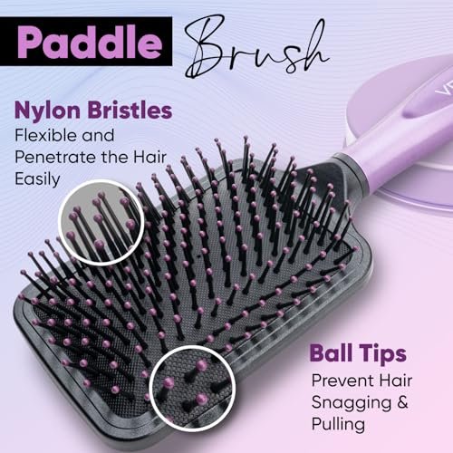 VEGA Paddle Brush with Cleaner - Simple Design with Emphasis on Function (E18-PB) - Nylon Bristles for All Hair Types - görsel 6