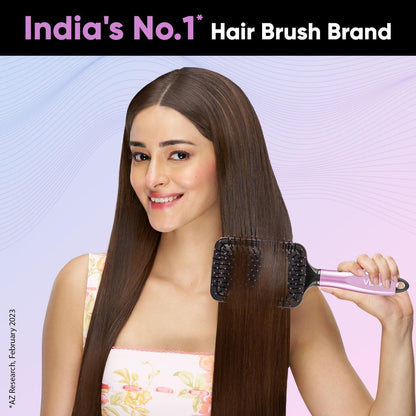 VEGA Paddle Brush with Cleaner - Simple Design with Emphasis on Function (E18-PB) - Nylon Bristles for All Hair Types