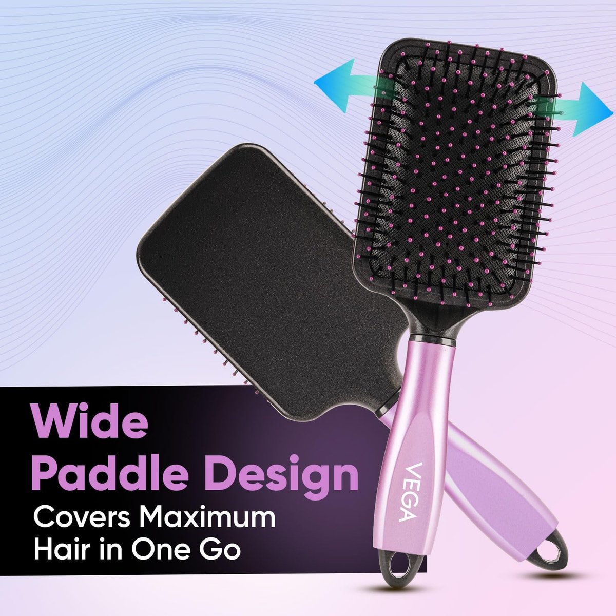 VEGA Paddle Brush with Cleaner - Simple Design with Emphasis on Function (E18-PB) - Nylon Bristles for All Hair Types - görsel 11