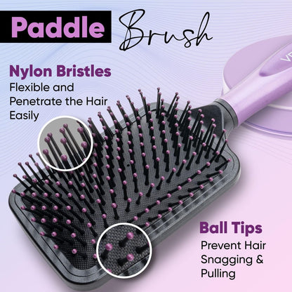 VEGA Paddle Brush with Cleaner - Simple Design with Emphasis on Function (E18-PB) - Nylon Bristles for All Hair Types