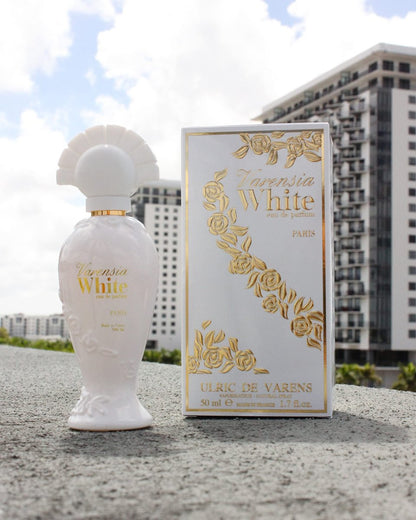 Ulric De Varens Varensia White Eau De Parfum for Women - Creamy, Feminine, Delicious Scent with Notes of Peach, Apple & Vanilla - Floral & Sweet - 1.7 Fl Oz
