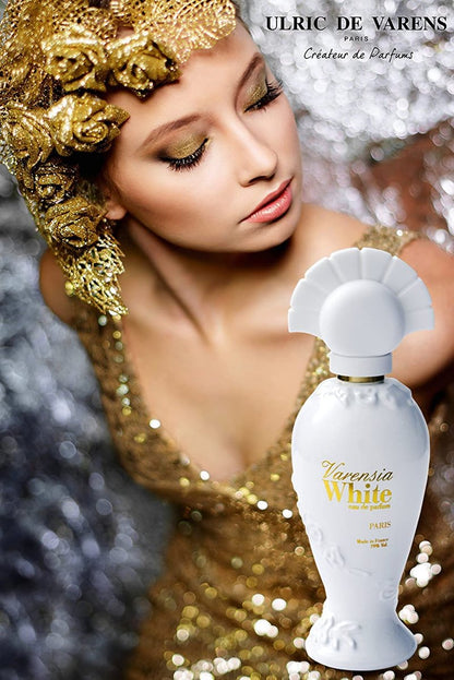 Ulric De Varens Varensia White Eau De Parfum for Women - Creamy, Feminine, Delicious Scent with Notes of Peach, Apple & Vanilla - Floral & Sweet - 1.7 Fl Oz