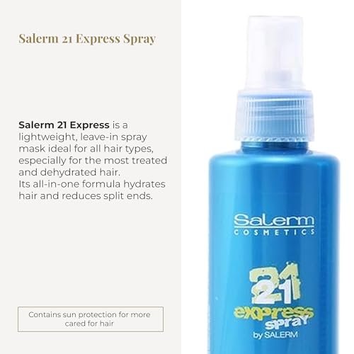 SALERM Leave-In Mask 21 Express Spray - 190 ml - Silk Protein for Damaged Hair Repair, Hydration, Heat Protection & Frizz Control Avelisse