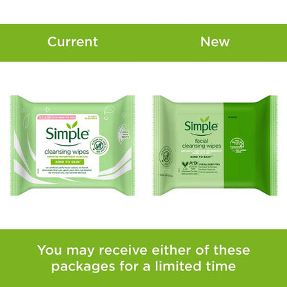 Simple Kind to Skin Cleansing Facial Wipes, 25 Count (Pack of 6) - Gentle Daily Face Wipes for Sensitive Skin Avelisse