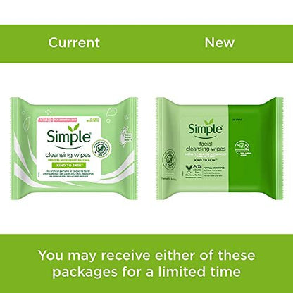 Simple Kind to Skin Cleansing Facial Wipes, 25 Count (Pack of 6) - Gentle Daily Face Wipes for Sensitive Skin Avelisse