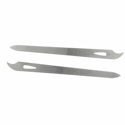 Yeshan Stainless Steel Triple-Cut Long Nail File with Nail Cleaner Tip, 5.5 Inch, Pack of 2