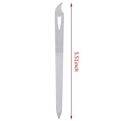 Yeshan Stainless Steel Triple-Cut Long Nail File with Nail Cleaner Tip, 5.5 Inch, Pack of 2