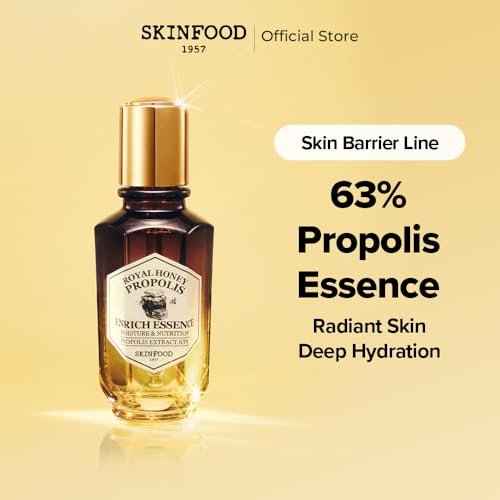 SKINFOOD Royal Honey Propolis Enrich Essence - 63% Black Bee Propolis & 10% Royal Jelly Extract Face Serum for Radiant, Glowing Skin, 1.69 Fl Oz Avelisse