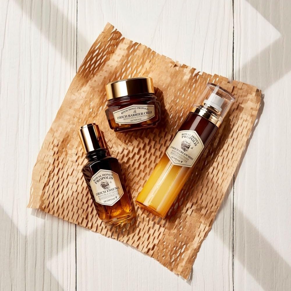 SKINFOOD Royal Honey Propolis Enrich Essence - 63% Black Bee Propolis & 10% Royal Jelly Extract Face Serum for Radiant, Glowing Skin, 1.69 Fl Oz Avelisse
