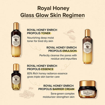 SKINFOOD Royal Honey Propolis Enrich Essence - 63% Black Bee Propolis & 10% Royal Jelly Extract Face Serum for Radiant, Glowing Skin, 1.69 Fl Oz Avelisse