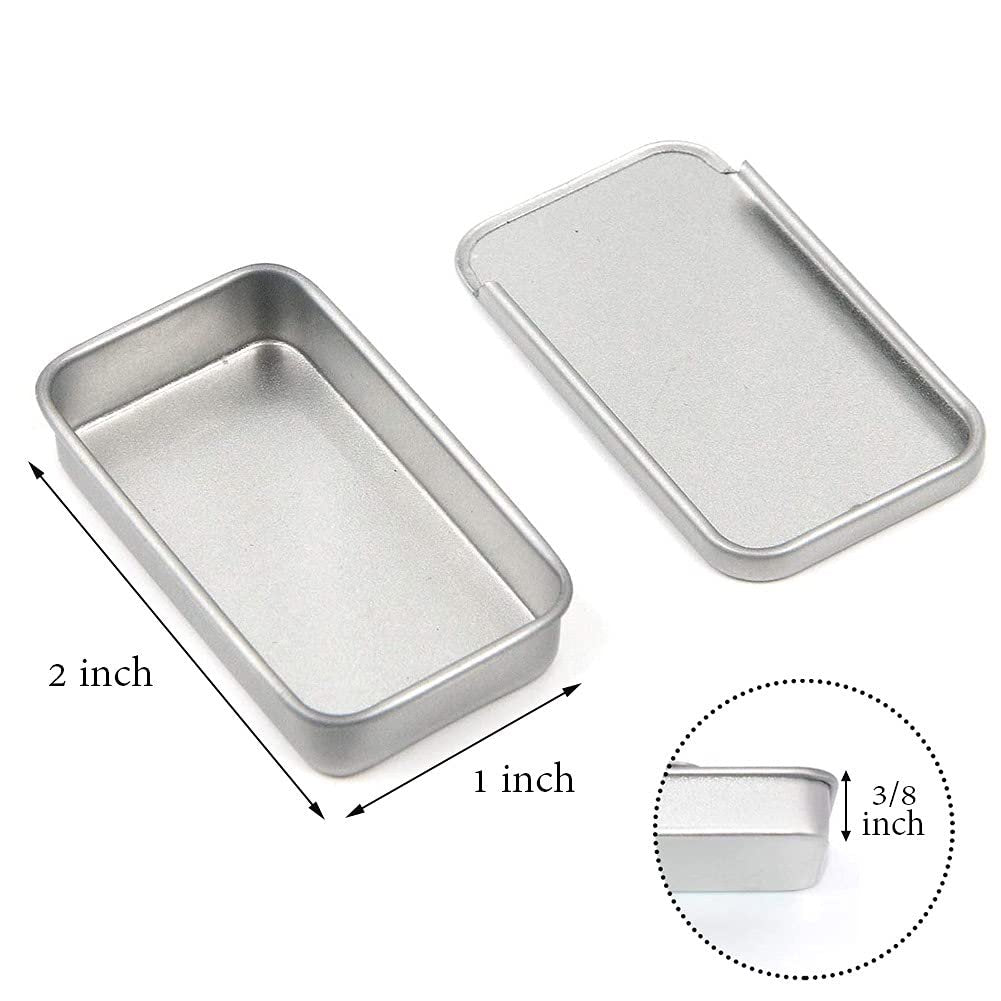 Empty Slide Top Tin Containers for Lip Balm, Crafts, Storage Kit - .25oz, 6 Pack (Silver) - görsel 3