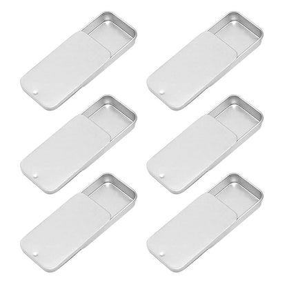 Empty Slide Top Tin Containers for Lip Balm, Crafts, Storage Kit - .25oz, 6 Pack (Silver)