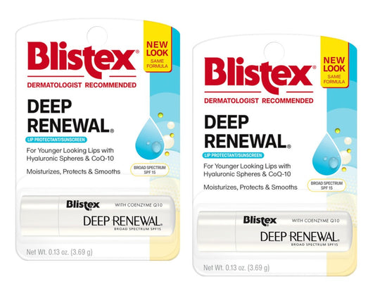 Blistex Deep Renewal Lip Protectant Sunscreen Balm, SPF 15, 0.13 oz (Pack of 2)
