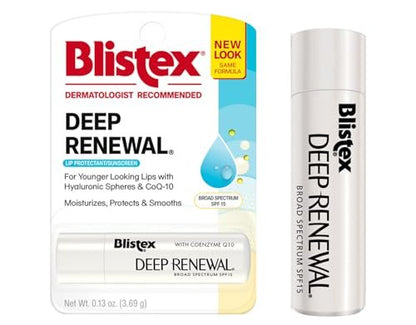 Blistex Deep Renewal Lip Protectant Sunscreen Balm, SPF 15, 0.13 oz (Pack of 2)