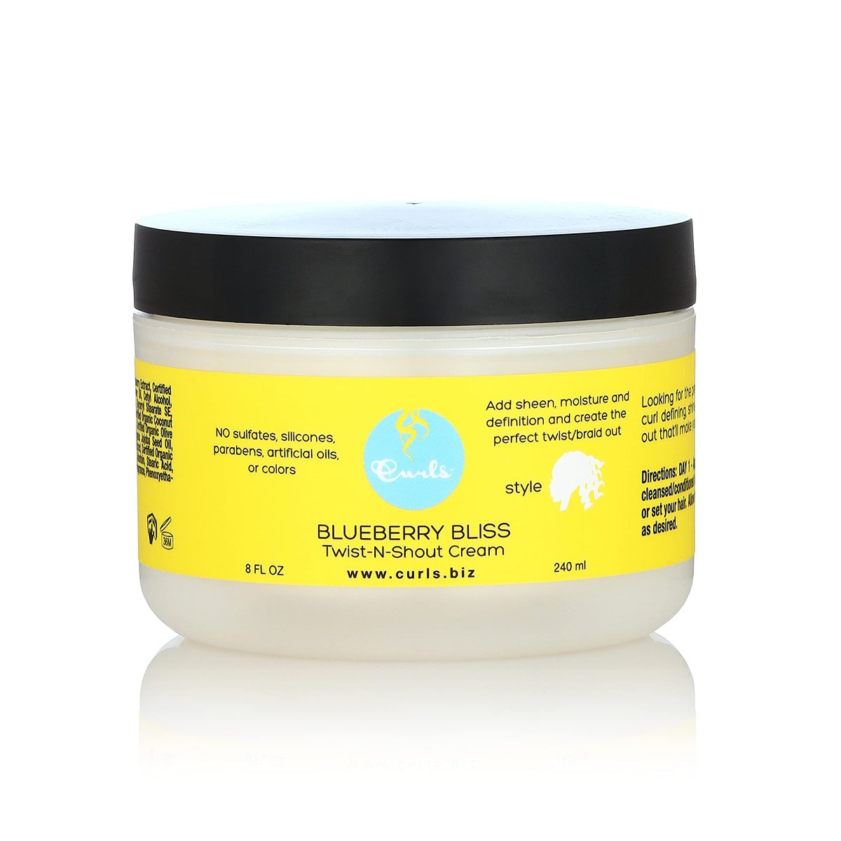 Curls Blueberry Bliss Twist-N-Shout Cream - 8 oz | Moisturizing Twist & Braid Out Cream for Natural Hair Avelisse