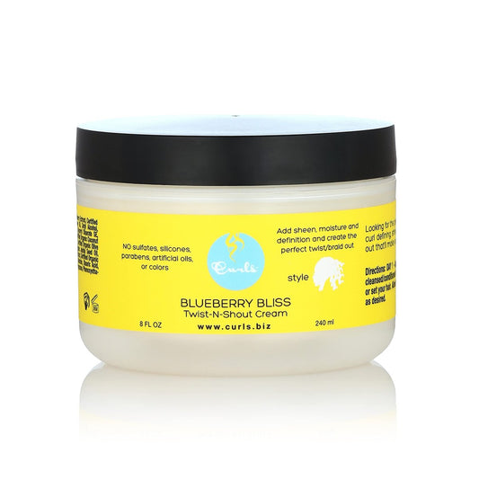 Curls Blueberry Bliss Twist-N-Shout Cream - 8 oz | Moisturizing Twist & Braid Out Cream for Natural Hair Avelisse