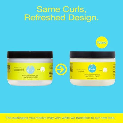 Curls Blueberry Bliss Twist-N-Shout Cream - 8 oz | Moisturizing Twist & Braid Out Cream for Natural Hair Avelisse