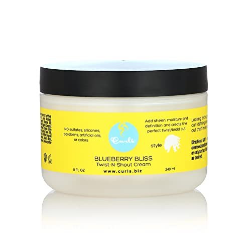 Curls Blueberry Bliss Twist-N-Shout Cream - 8 oz | Moisturizing Twist & Braid Out Cream for Natural Hair Avelisse
