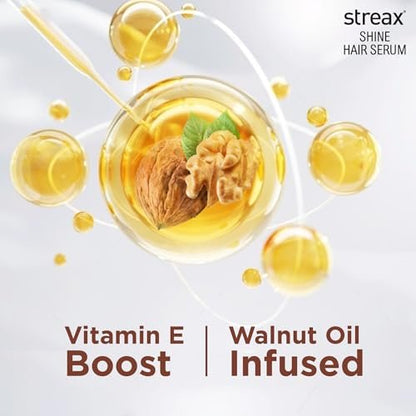 Streax Hair Serum with Walnut Oil – 115 ml (3.89 fl oz) – Frizz Control & Shine