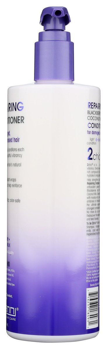 GIOVANNI 2Chic Repairing Conditioner - Color Safe, Nourishing with Blackberry & Coconut Oil - 24 oz