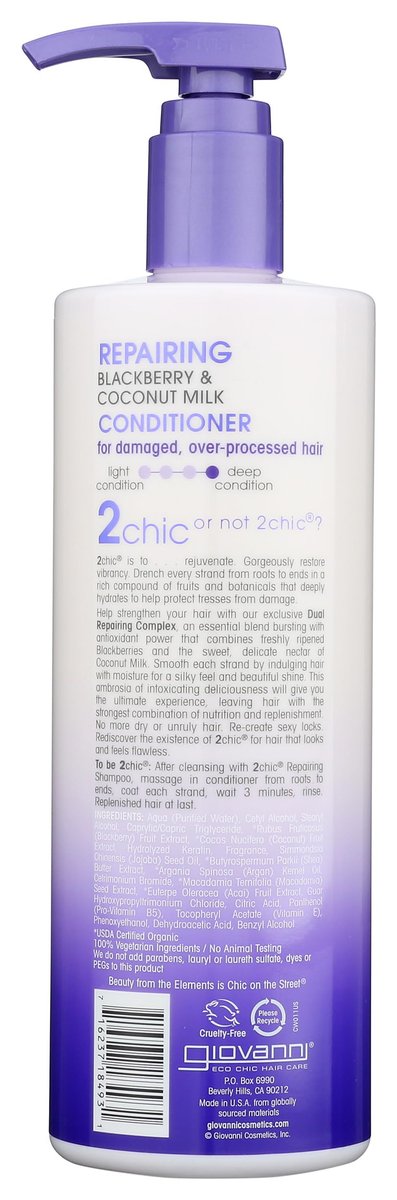 GIOVANNI 2Chic Repairing Conditioner - Color Safe, Nourishing with Blackberry & Coconut Oil - 24 oz - görsel 4