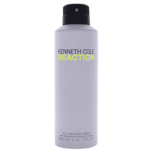 Kenneth Cole Reaction All Over Body Spray for Men – Fresh Citrus Green Woody Scent, 6 oz