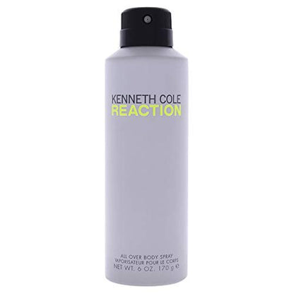 Kenneth Cole Reaction All Over Body Spray for Men – Fresh Citrus Green Woody Scent, 6 oz