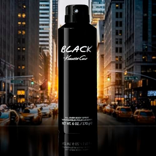Kenneth Cole Black All Over Body Spray for Men - Aromatic Woody Fragrance with Watermint, Mandarin, Cedar & Musk - 6 Fl Oz Avelisse