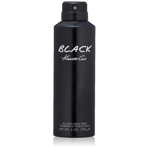Kenneth Cole Black All Over Body Spray for Men - Aromatic Woody Fragrance with Watermint, Mandarin, Cedar & Musk - 6 Fl Oz Avelisse