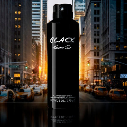 Kenneth Cole Black All Over Body Spray for Men - Aromatic Woody Fragrance with Watermint, Mandarin, Cedar & Musk - 6 Fl Oz Avelisse