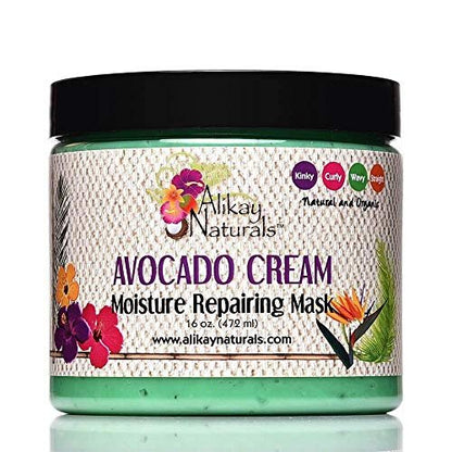 Alikay Naturals Avocado Moisture Cream Hair Mask - 8 oz Deep Conditioner with Beta-Carotene, Vitamins B, C, E & Healthy Fats
