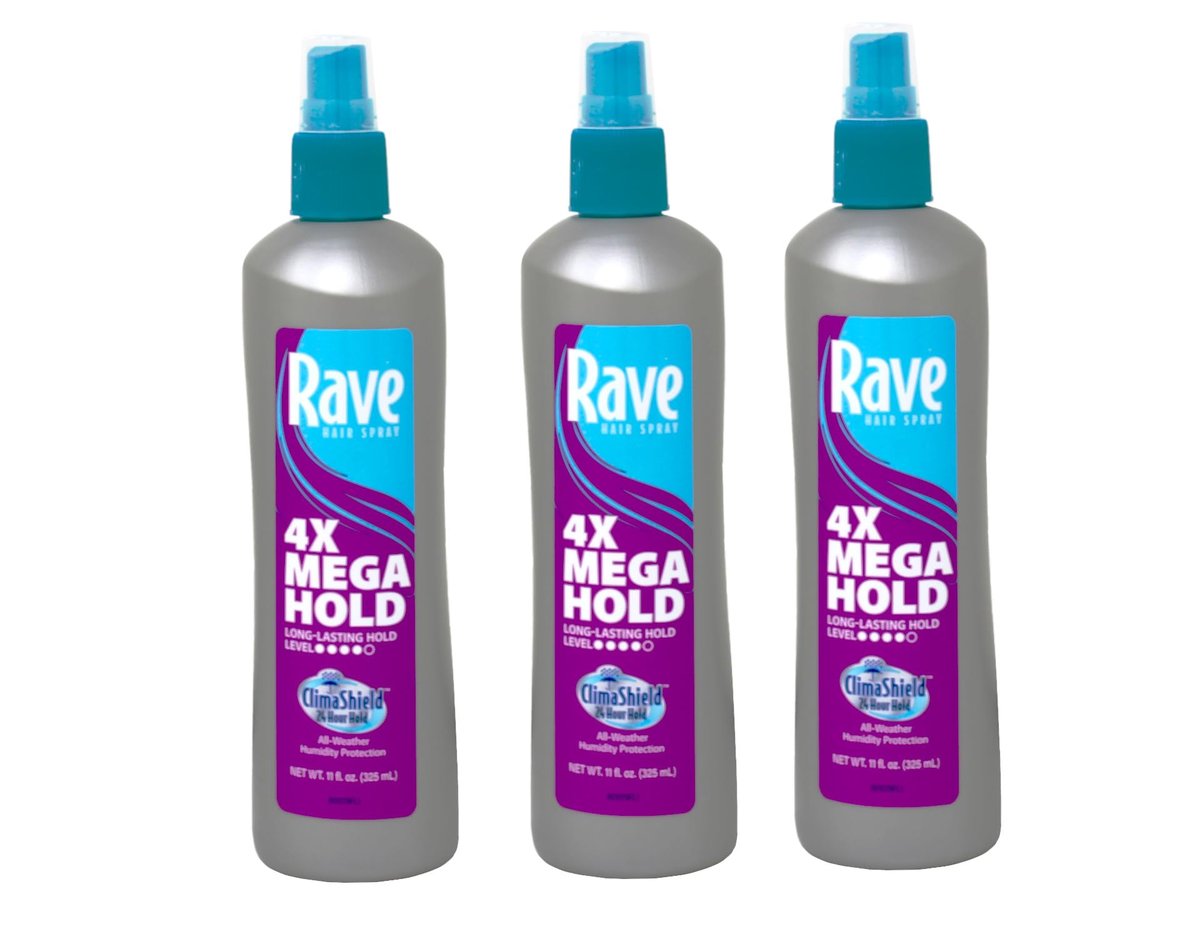 Rave 4X Mega Hairspray with Clima Shield, Unscented – 11 oz (Pack of 3) Avelisse
