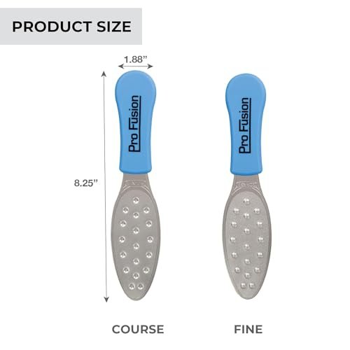 ForPro Pro Fusion Stainless Steel Pedi File - Coarse, Double-Sided Professional Quality - Blue Handle Pedicure File for Heels and Feet - 8.25" L Avelisse